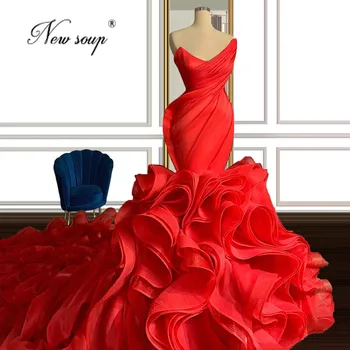 Dubajus Dizainas Raudona Ilgai Pakopų Oficialią Vakaro Suknelės 2021 Vestidos De Šventę Artimųjų Rytų Moterų Promenadzie Suknelė Undinė Arabų Šalis Suknelė