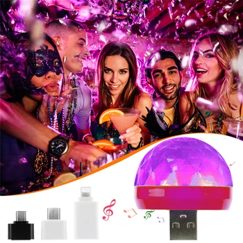 Mini Disco Šviesos USB Prievado Spalvingas Scenos Šviesos Diskoteka Žiburiai savaeigės Kristalų Magija Kamuolys Scenos Šviesos Kristalų Žibintų