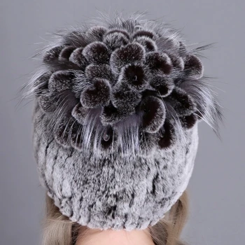 Moteris kailių kepurės žiemai gamtos rex triušio lapės kailio kepurė rusijos moterų kailiniai galvos apdangalai 2018 nauja mada šiltas beanies bžūp