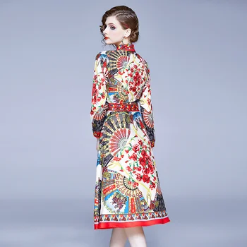 2019 Moterų Suknelė kilimo ir tūpimo Tako Elegantiška Vintage Spausdinimo Suknelė Atsitiktinis Šalis spausdinimo Suknelės kalėdų raudona dizaineris