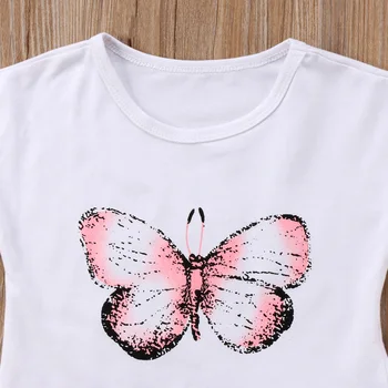 Citgeett Vaikams, Kūdikių Mergaitės, trumpomis Rankovėmis, butterfly marškinėliai+Kelnės Rožinė 2vnt Komplektas Drugelis Suknelė Vaikiška Apranga Vasaros Nustatyti Drabužių