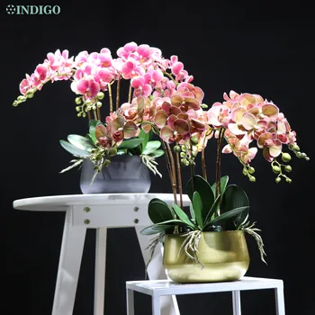 INDIGO - Balta Orchidėja (7pcs Orchidėja+5vnt Lapai+Puodą), 