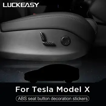 LUCKEASY Automobilio sėdynės mygtuką apdaila, ABS anglies pluošto lipdukai Tesla Model X 2017-2020 Mygtuką apdailos apsaugos 6pcs/set