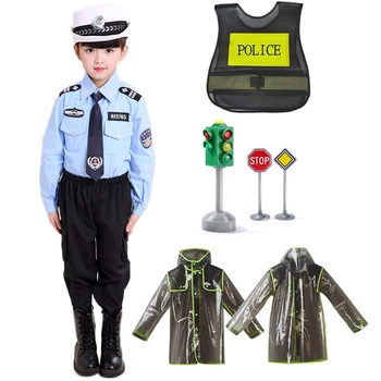 Vaikai Eismo Policijos Pareigūnas Karinės Uniformos Cosplay Kostiumų Policininkas Nustatyti Halloween Carnival Šalies Policininkai Vaidmenį Vaidina Apranga, Drabužiai