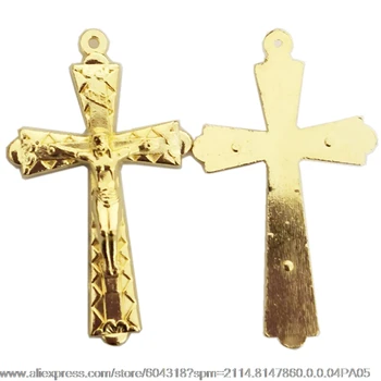 Nemokama laivas 40pcs/pak vieną skylę aukso lydinių rožinio kryžiaus italija kryžiaus,religinių lydinio kryžiaus,roary koplytstulpis, jėzaus kryžius pakabukas