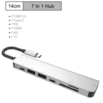 7-in-1 C Tipo Stebulės Multiport HDMI Adapteris Ethernet Prievadas 2 USB 3.0 Prievadai su 60WPower Pristatymo MacBookand Daugiau USB C Hub