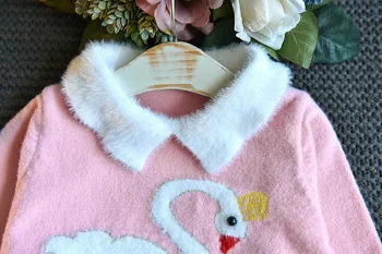 2019 Mergina Baby Sweet Swan Megztų Drabužių Rinkinį,Rudens Ir Žiemos Mados Megztiniai+Plisuotos Sijonai,Vaikai, Merginos Princesė Drabužiai, Kostiumai