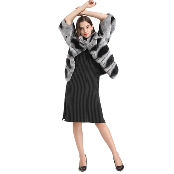2020 Moterų Žiemos Rex Triušio Kailiu Kailis Trumpas Stiliaus Šikšnosparnių Rankovėmis Klasikinis Šinšilų Spalva Lady Kailinius Paltas Outwear