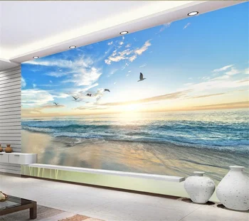 Wellyu Užsakymą tapetai jūros saulėtekio fone sienos popieriaus namų dekoro gyvenimo kambario, miegamasis 3d TV fono sienos 3d tapetai