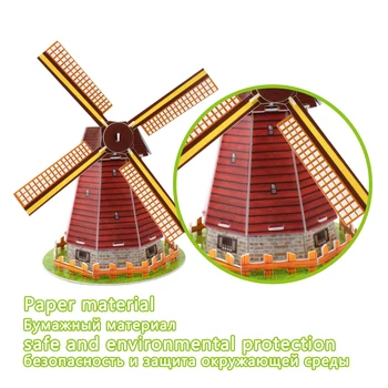 Olandijos vėjo malūnas Įspūdį Modelis Žaislai 3D Pasaulis, Atrakcionų Švietimo Rankų darbo Kartono Dėlionių Modeliai Žaislas Dovana Vaikams Apdaila