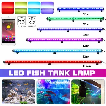 GRB Akvariumas Šviesos diodų (LED) Vandeniui APP Kontroliuoti Žuvų Bakas Šviesos samteliais Lempa Akvariumų Dekoracijos, Apšvietimas Augalų Lempos 57-112CM