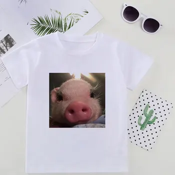 Vasaros Harajuku Vaikiški marškinėliai Kiaulių Vištienos Cute Girl Marškinėliai Vaikams 2020 Kawaii Apvalios Kaklo Berniukų Drabužiai Atsitiktinis 
