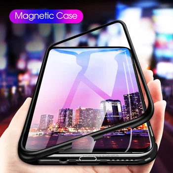 Magnetinio Apversti Telefono Dėklas Samsung Galaxy S10 Plius S8 S9 Plus Pastaba 9 8 Padengti Skaidriu Atveju Coque 