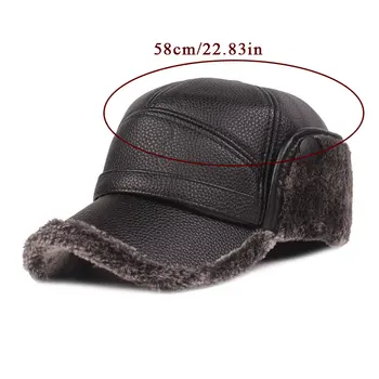2021 Nauji Žieminiai vyriški Skrybėlių Mados Dirbtinė Oda Vėjo Šiltas Beisbolo kepuraitę Lauko, Laisvalaikio Kepurės vidutinio amžiaus Earmuffs Skrybėlės