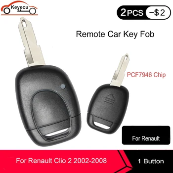 KEYECU Pakeitimo Nuotolinio Automobilio Raktas Fob 1 Mygtuką 433MHz su PCF7946 Mikroschemą Renault Clio 2 2002-2008 m., už Kangoo 2002-2004 m.