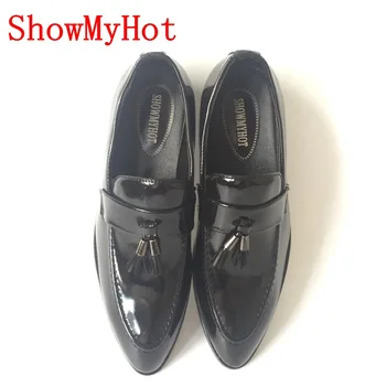 ShowMyHot Kutas atkreipė microfibe Odos Vyrai, Suknelė, batai Verslo koja batus retro Bullock Britų pavasario rudens batai