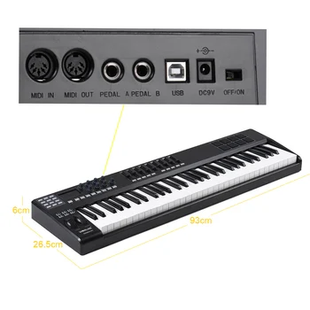 WORLDE PANDA61 MIDI Keyboard Controller 61-Key USB MIDI Valdiklis 8 RGB Spalvinga Apšvietimu Sukelti Pagalvėlės su USB Laidu