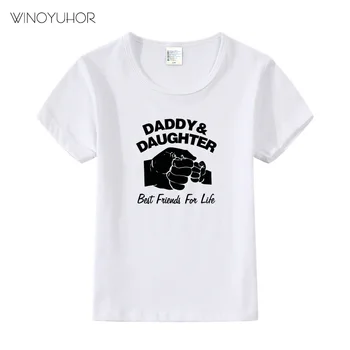 Tėtis Ir Dukra Geriausiais Draugais Gyvybės Print T Shirt Vaikų Gimtadienio Dovana T-shirt Baby Merginos Viršūnes Tee Vasaros Drabužiai Vaikams