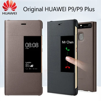 Naujas Huawei P9 Atveju Originalus Oficialiai Apversti Atveju, Smart View Window PU Odos P9 Plus Atveju-Pilna Apsauga Telefono Dangtelį Funda