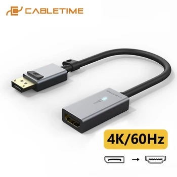 CABLETIME Displayport į HDMI Adapteris 4K/60Hz Auksą, sidabrą, DP, HDMI Vaizdo Ekranas Konverteris, skirtas Nešiojamas KOMPIUTERIS HDMI Adapteris C314