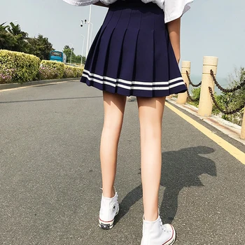 Mergaičių Uniformos Sijonas Plius Dydžio Sijonas Saldus Lolita Klostuotas Sijonas Moterims Mielas Aukšto Juosmens Mini-line Sailor Sijonas Harajuku Mokykla