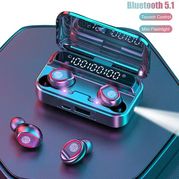 TWS Bluetooth 5.1 Belaidės Ausinės Sporto Ausines Touch Kontrolės Sporto laisvų rankų įrangą, Muzikos Ausinių LED Ekranas Su Žibintuvėliu