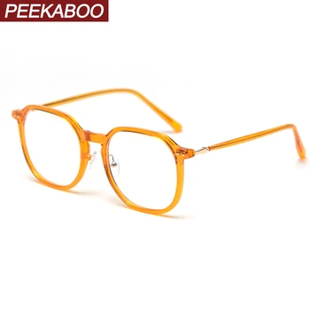 Peekaboo moterų aikštėje negabaritinių akiniai mėlyna šviesa apsaugos korėjos stiliaus oranžinė juoda kniedės optiniai akinių rėmeliai vyrams uv400