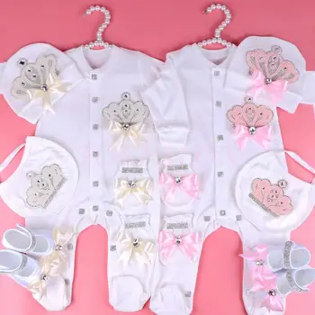 Naujagimio drabužių komplektas 0-3 mėnesių kūdikiui, mergaitei, berniukui drabužių pearl drugelis jumpsuit kalnų krištolas lankas pižama apranga dovanų naujus 2020 m.