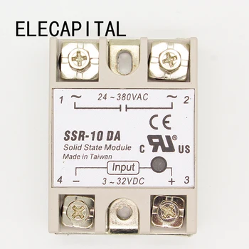 1pcs solid state relay SSR-10DA 10A faktiškai 3-32V DC 24-380V AC SSR 10DA relay kietojo aukštos kokybės naujas
