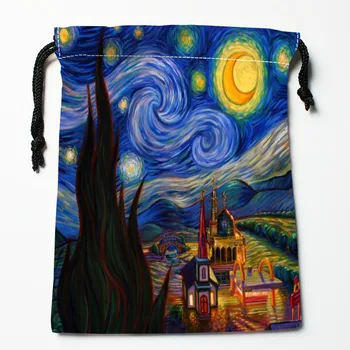 Custom Į Žvaigždėtą Naktį Vincent van Gogh Raišteliu Krepšys Mažų Kelionės Moterų Maži Audinio Maišelis Kalėdinių Dovanų maišelis 18*22cm W-0616
