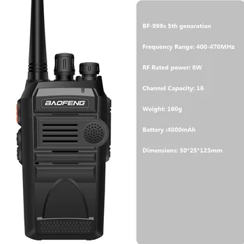 2vnt Baofeng BF-999S dvikrypčio Radijo ryšio walkie talkie, 8W/4800nAh CB Radijo FM siųstuvas-imtuvas walkie-talkie рация