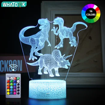 Dinozaurai 3D LED Nakties Šviesos Stalas naktinė lempa Jutiklinis Nuotolinio Stalo Lempa Dekoro Dovanos Kūdikiams, Vaikams, Vaiku Gimtadienio Šventė Mergina