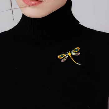 Mados Emalio Dragonfly Sagės Lydinio Sagės Smeigtukai Amatų Moterų Vestuvių Puokštė Vabzdžių Papuošalai Dropshipping Dovanos Pin 2020 m.