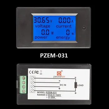 PZEM-031 Digital Voltmeter Ammeter 20A DC, elektros Energijos Pajėgumų Temperatūra, Laikmatis Įtampa Srovės Matuoklis Termometras Energijos Detektorių