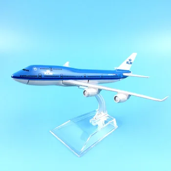 Plokštumos Modelio Lėktuvo Modelis 16cm KLM Royal Dutch Boeing 747 Orlaivio Modelis 1:400 Diecast Metal Lėktuvų Plokštumos Žaislą Dovanų