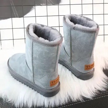 Careaymade-Nauji sniego batai moteriška medvilnė Viršutinis sluoksnis natūralios odos retro sniegas high batai moteriška storio warmboots ,4 spalvos