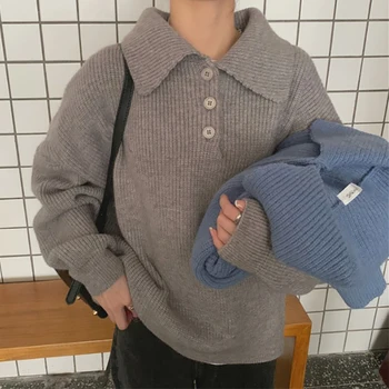 Megztinis moterų 2020 m. naujų korėjos versija laisvi ir tingus išorinis megztiniai megztinis studentai, visi-rungtynės ilgomis rankovėmis vientisos spalvos, viršuje tendencija