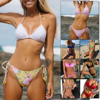 2020 Seksualus Bikini Nustatyti Moterų Maudymosi Kostiumėlį Push Up Liemenėlė Plaukti Kostiumas Maudymosi Kostiumėliai Paplūdimio Maudyklos Maillot De Bain Femme Biquini Paplūdimio Suknelė