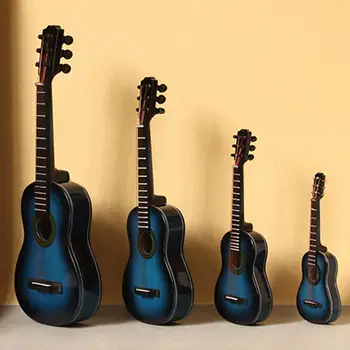 Blue Mini Klasikinės Gitaros Modelis Mediniai Miniatiūrinė Gitara Ekranas Muzikos Instrumentas, Apdailos Dovana su Byla Stendas