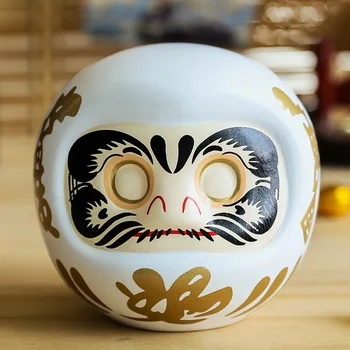 4 colių Japonų Daruma Keramikos Maneki Neko Talismanas Taupymo Puodą Dharmos Sėkmės Zen Statula taupyklė Monetomis Banko Ornamentu