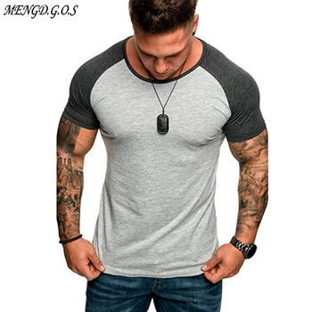 2020 susiuvimo apvalios kaklo vyriški trumparankoviai marškinėliai prekės ženklo mados vyriški t-shirt jogger raumenų vyrų fitneso sporto