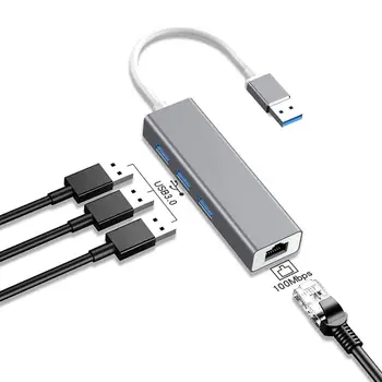 USB Koncentratorių, RJ45 10/100Mbps Tipas-C 3 Prievadai Ethernet Tinklo Korta LAN Adapteris Hub Konverteris, skirtas Windows 7/8/10 