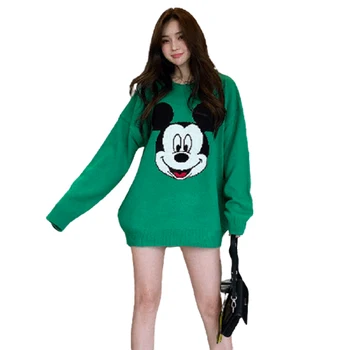 Disney Mickey Mouse cartoon moteris rudens ir žiemos naujas mados viršūnes laisvi megztiniai apsidraudimo streetwear megztinis Didelio dydžio drabužius