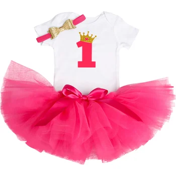 Naujas Medvilnės Baby Girl Pirmą 1st Birthday Party Tutu Suknelės Vestidos Infantil Princesė Drabužius 1 Metų Mergaičių, Vaikų Drabužiai