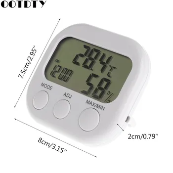 Skaitmeninis LCD Termometras Drėgmės Matuoklis Drėgmėmačiu Max Min Oro Temperatūra Laikrodis