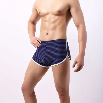 Spalvinga mados juostelės rodyklių kelnės vyrams mažas juosmens patogus, kvėpuojantis apatiniai homewear seksualus boksininkas
