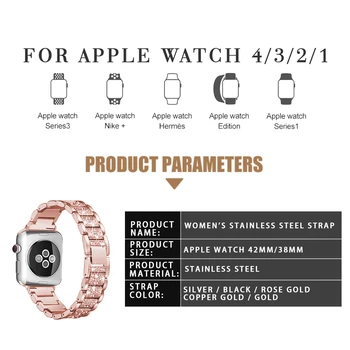 Nerūdijančio plieno dirželis Apple Žiūrėti watchband 40mm 44mm 38mm 42mm correa moterų deimantų juostoje iWatch series 5 4 3 2 1 bracel