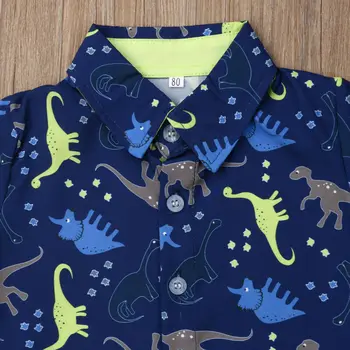 2019 Prekės Bamblys Naujagimiams, Vaikams, Kūdikių Berniukų Drabužius trumpomis Rankovėmis dinozauras, Print T-shirt Viršūnes+Trumpas Kelnes Komplektus, Rinkinius