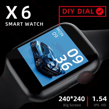 X6 smartwatch 2021 IWO smart watch Vyrų Širdies ritmo Monitorius Sporto Veikla Moterų Laikrodžiai pk iwo12 amazfit Serijos 6 X7 T800 G500