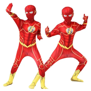 Flash Kostiumai Berniukams, Cosplay, Anime, Vaikų Helovinas Kostiumas Vaikas Juokinga Šalies Flash Jumpsuits Zentai Superherojus